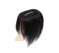Postizo de cabello humano for mujer - Base de encaje de 10 x 12 cm, densidad 150, pieza de cabello Remy for cabello fino Wiglets(10inch,Black With Bangs)