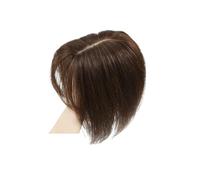 Postizo de cabello humano for mujer - Base de encaje de 10 x 12 cm, densidad 150, pieza de cabello Remy for cabello fino(12inch,Brown With Bangs)