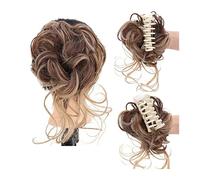 Postizo de moño 1 Uds. Extensión de gomas for el pelo de moño rizado desordenado, pieza de pelo de moño sintético ondulado rizado Clip de garra for moño de pelo for mujeres y niñas Pelo De Moño (Colo
