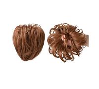 Postizo de moño Bollos de pelo liso pieza de pelo moño desordenado sintético con banda de goma elástica extensión de moño postizos de cola de caballo for mujeres Pelo De Moño (Color : Light auburn)