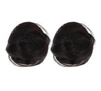 Postizo de Moño Clip 2 Piezas Fibra de Alta Temperatura Negro | Apariencia Natural y Fácil de Usar, para Coleta y Recogido, 2 Unidades, Cómodo Día