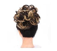 Postizo de moño Extensiones de clip sintético en postizos for mujeres y niñas, moño de pelo desordenado, coleteros con cordón, coletas cortas, rizadas, onduladas, moño Updo Pelo De Moño (Color : 0014