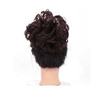 Postizo de moño Extensiones de clip sintético en postizos for mujeres y niñas, moño de pelo desordenado, coleteros con cordón, coletas cortas, rizadas, onduladas, moño Updo Pelo De Moño (Color : 0010