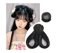 Postizo de moño Moño elegante tocado Retro peluca sintética china antigua Hanfu tocado pelo antiguo chino mujeres Cosplay pelucas Accesorios Pelo De Moño (Color : VM20)