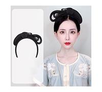 Postizo de moño Peluca de moño de pelo antiguo chino sintético, tocado Hanfu, tocado antiguo elegante, accesorio de fotografía y baile, pelucas negras for mujer Pelo De Moño (Color : 004)