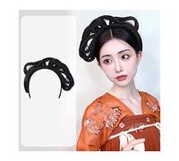 Postizo de moño Peluca de moño de pelo antiguo chino sintético, tocado Hanfu, tocado antiguo elegante, accesorio de fotografía y baile, pelucas negras for mujer Pelo De Moño (Color : 0011)