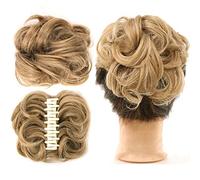 Postizo de moño Pieza de pelo de moño desordenado, Clip de garra Updo despeinado en postizo for mujer, coleteros sintéticos cortos ondulados y rizados, extensión de cabello con moño de pelo con garra