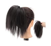 Postizo de moño Postizo recto sintético Extensiones de moño de cola de caballo completamente cortas, Extensión de cola de caballo de moño de pelo, Accesorios con banda elástica Easy Scrunchie for muje