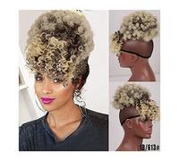 Postizo de moño Puff Extensiones de cola de caballo con flequillo Envoltura Updo Postizo Cordón Cola de caballo con flequillo, Sintético Kinky Curly Afro Hair Cola de caballo con cordón Pelo De Moño (