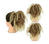 Postizo de moño Tousled Updo Messy Bun Hair Piece Straight Curly Mix Extensiones de cola de caballo Fake Synthetic Elastic Band Scrunchies Hairpiece for mujeres niñas Pelo De Moño (Color : Q17 12H25
