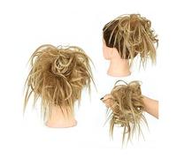 Postizo de moño Tousled Updo Messy Bun Hair Piece Straight Curly Mix Extensiones de cola de caballo Fake Synthetic Elastic Band Scrunchies Hairpiece for mujeres niñas Pelo De Moño (Color : Q17 30T4)