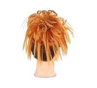 Postizo de moño Tousled Updo Messy Bun Hair Piece Straight Curly Mix Extensiones de cola de caballo Fake Synthetic Elastic Band Scrunchies Hairpiece for mujeres niñas Pelo De Moño (Color : Q17 Orange