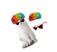 Postizo de pelo para mascotas con gafas para perros y gatos, accesorios de disfraces, día festivo, diario, cosplay, colorido postizo para mascotas