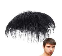 Postizo de peluquín para hombre, peluca corta negra natural, cabello humano, extensión cabello con clip para la parte de la cabeza, solución ppara lla calvicie uso diario hombres y h
