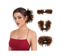 Postizo Extensión de cola de caballo sintética con moño desordenado, corta, natural, recta, con peine lateral y clip Uso diario(2T30)