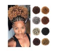 Postizo Extensión de moño con cola de caballo con cordón afro, sintética, corta y rizada Uso diario(1B)