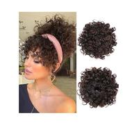 Postizo Extensiones cortas con clip y cola de caballo sintética con moño rizado afro y cordón ajustable Uso diario(1B 33)