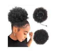 Postizo Extensiones de cabello humano rizado con cola de caballo, moño afro con cordón, 4, 6 y 8 pulgadas Uso diario(6inches)
