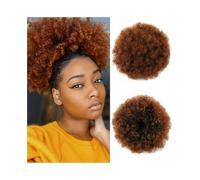 Postizo Extensiones de cabello rizado con moño, postizos sintéticos afro, cola de caballo con cordón for mujeres negras Uso diario(1BT30)