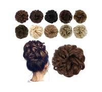 Postizo Extensiones de cabello sintético con banda elástica, moño desordenado, ondulado y rizado for mujer Uso diario(Light Brown)