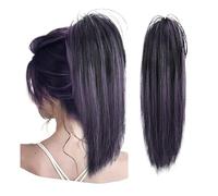 Postizo Extensiones de cola caballo sintéticas cortas y rectas con pinzas resistentes al calor Fiesta(2H367)