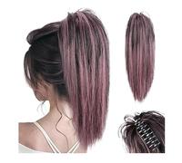 Postizo Extensiones de cola caballo sintéticas cortas y rectas con pinzas resistentes al calor Fiesta(4H312)