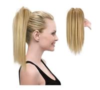 Postizo Extensiones de cola caballo sintéticas cortas y rectas con pinzas resistentes al calor Natural(HT27)