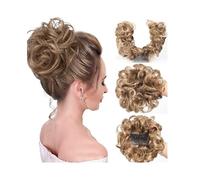 Postizo Extensiones de moño de pelo sintético con peine lateral y clip for cabello rizado desordenado, coleteros for mujer Uso diario(12H24)