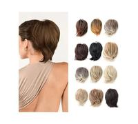 Postizo Extensiones sintéticas de moño desordenado, coletas elásticas cortas y rectas for mujeres y niñas. Uso diario(4A)
