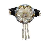 Postizo Hanbok clásico con perlas para espectáculos, Blue | Diadema elegante con perlas de flores, postizo Hanbok clásico de estilo coreano para actuaciones, baile de