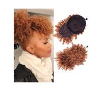 Postizo Moño alto afro con flequillo, cola de caballo sintética rizada y con cordón ajustable Uso diario(30)