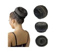 Postizo Moño de pelo sintético con forma de dona, extensiones trenzadas con clip y coletero for mujer Uso diario