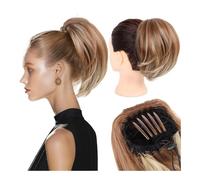 Postizo Moño de pelo sintético, recogido, elástico, con cordón, cola de caballo corta, peine, extensiones de cabello con clip Uso diario(12H24)