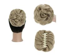 Postizo Moño despeinado con pinza for el pelo, extensiones de cabello ondulado y rizado, pieza de cabello sintético despeinado Uso diario(Natural Blonde)