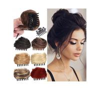 Postizo Moño espacial, mini moño con pinza, extensión de cabello con orejas de gato desordenadas, moño tipo dona Uso diario(Light brown)