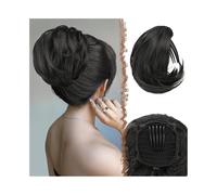 Postizo Moño liso con cordón for extensión de cabello sintético, peine con pinza for coleta, recogido Uso diario(#1B)