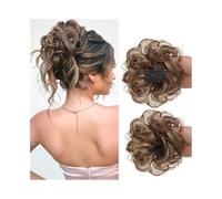 Postizo Moño sintético desordenado, estilo versátil y ajustable, con peine lateral y clip, for mujer. Uso diario(12H24)