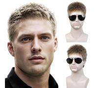 Postizo para la frente Funda de peluca corta y esponjosa for hombre for un estilo natural uso diario(Gold)