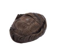 Postizo para la frente Peluca de cabello humano for hombre, peluquín mono y Pu con pelo frontal encaje, sistema reemplazo 6"(7x9)