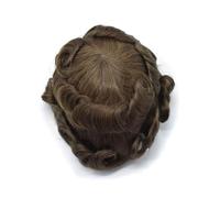 Postizo para la frente Peluquín de cabello humano, prótesis capilar masculina, Base piel fina, 4# marrón(8x10)