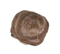 Postizo para la frente Sistema de peluca peluquín cabello humano for hombres con encaje francés y rayita PU pieza repuesto 7x9 pulgadas(7#)