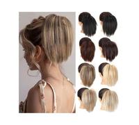 Postizo Synthetic Elastic Rubber Band Messy Bun Fake Hair Straight Donut Scrunchie Chignon for Women Uso diario(2-30)