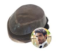 Postizos Lace Front Male Hair Prosthesis Breathable Mono Top with PU Skin Around Human Systems Toupee Diario(7x9)