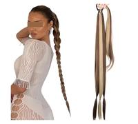 Postizos Moños Extensiones De Cola Caballo Trenzada Trenzas Boxeo Sintéticas Envoltura Moño Con Aro Goma For El Cabello 34 "DIY(12H24)
