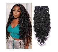 Postizos para el cabello para mujeres Curly Clip in Human Hair Extensions Real Human Hair Double Weft Jerry Curly Natural Black Color For Black Women 120g/set 8Pcs/lot 18 Clips Per Pack Moño desordena