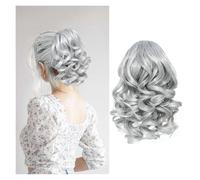 Postizos Para Moños Extensiones de coleta corta rizada con cordón ajustable, cabello sintético clip, elegantes for uso diario(Color 7)