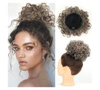 Postizos Para Moños Postizo sintético for moño despeinado, 60 g, elástico con cordón ajustable, ondas sueltas, extensiones for mujer, color marrón oscuro(Color 6)