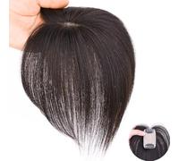 Postizos RUNRAYAY para mujer, cabello humano real, postizos para mujer con flequillo, piel, cuero cabelludo, base grande, cobertura, adelgazamiento, postizo, color oscuro