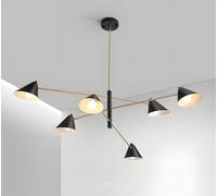 Postmodern 4-Head Metal Chandelier for Household Lighting Black Frosted Tapered Shade LED Chandelier Creative Hanging Chandelier Minimal Commercial Office Tea Room Decorative Chandelier(4 heads)