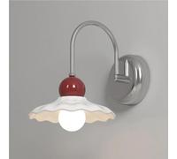 Postmodern Embossed Texture White Ceramic Wall Sconce Art Style Chrome Finish Wall Lamp Adjustable Bedside Reading Wall Light E26/27 Base for Bedroom Dining Room Kitchen(Coffee Ball)/Red Ball